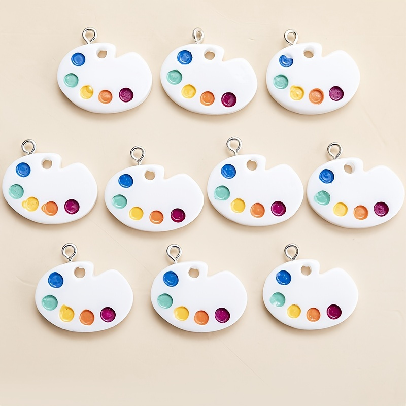 

10pcs Mini Palette Earring Resin Charms Pendant Paint Board Findings Diy Crafts Handmade Artificial Jewelry Making