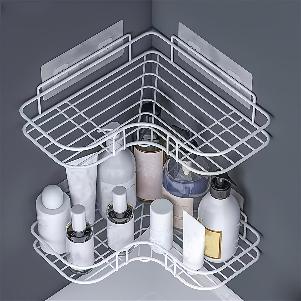 

1/2pcs Bathroom Metal Shelf, Multifunctional Wall Storage Rack, Triangle Storage Organizer Rack, Bathroom Accessories