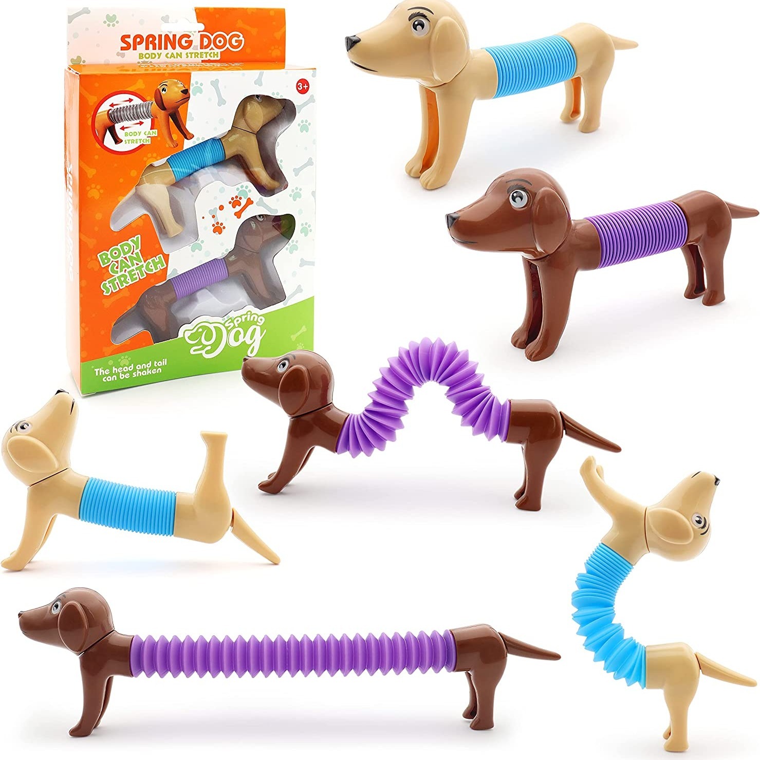 Spring Dog Toy 4pcs Pop Tubes Spring Dogs Stress Relief and