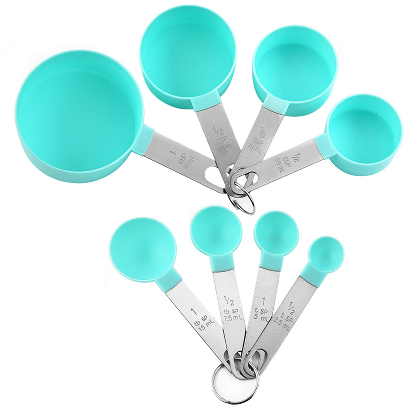 Measuring Spoon Set - Stainless Steel Measuring Spoons and Blue