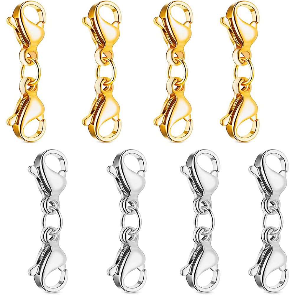 Qulltk 10 Pack Double Lobster Clasp Necklace Clasp Classic Double End  Design Necklace Clasps and Closures, Necklace Extender Double Claw  Connector