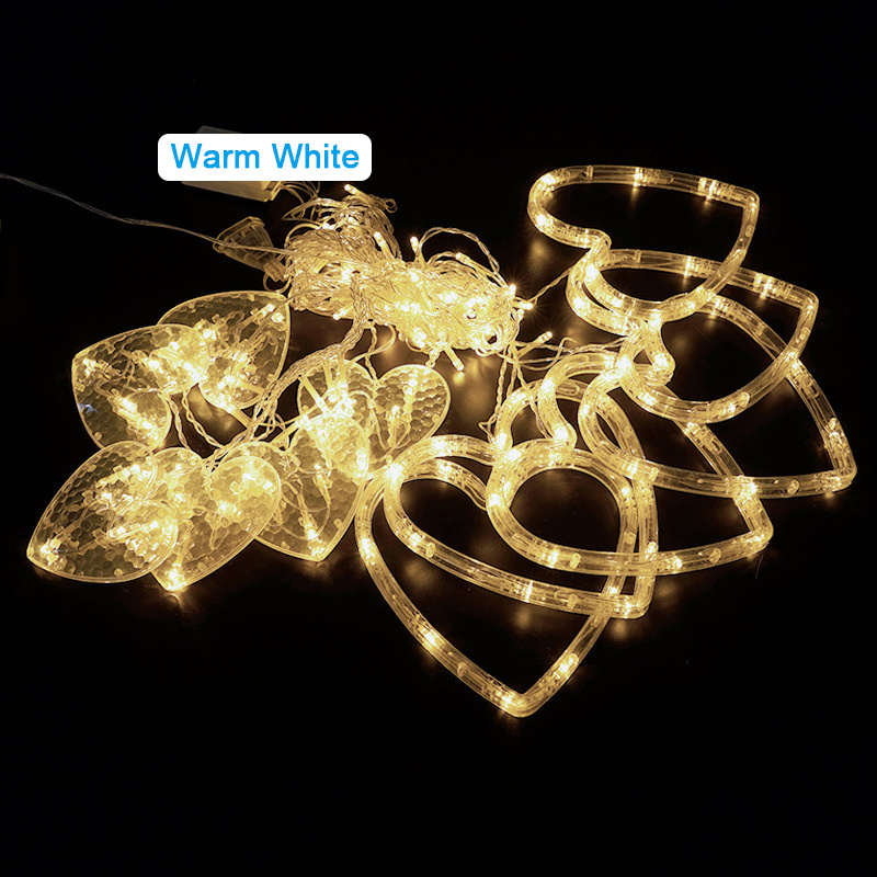 1 2 3 4pcs Love Heart Fairy Curtain Lights Battery Powered Clear Wire