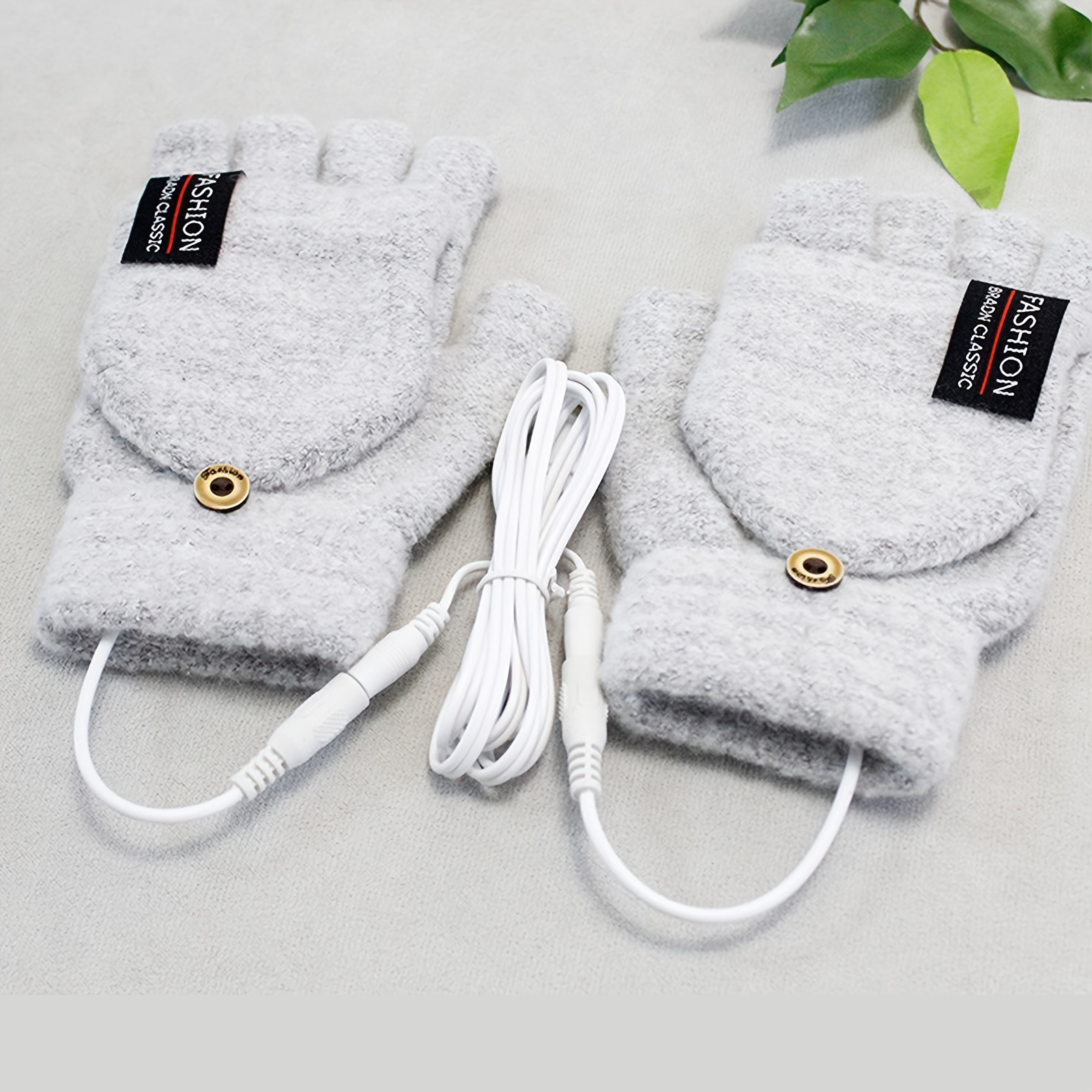 Women's And Men Usb Heating Gloves Knitted Hand Half Heated Fingerless