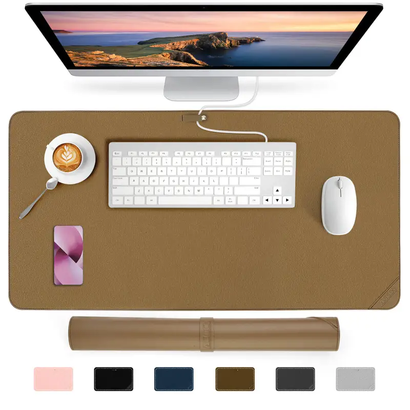 Pu Leather Desk Mat Premium Office Desk Pad Protector Pu - Temu