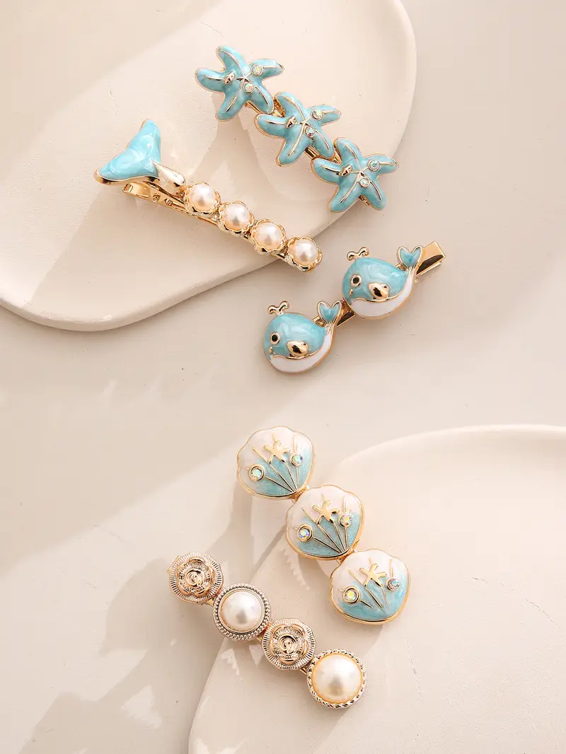 beach shell cartoon hairpin original fashion handmade metal hairpin hair accessories for women Product details 1