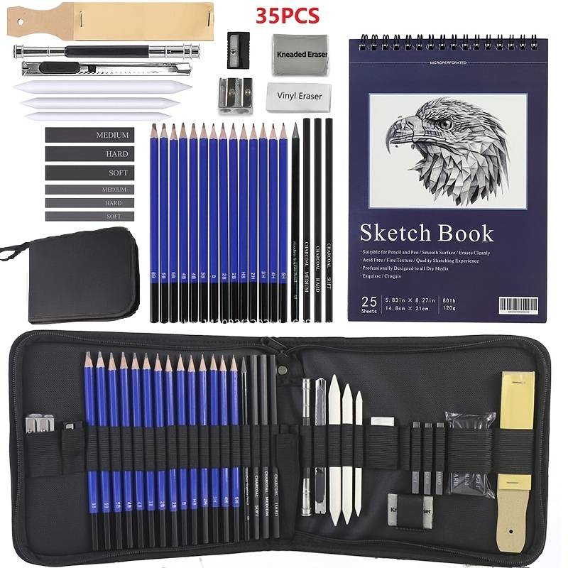 Corslet Drawing Pencils and Sketch Kit, 35 Pcs Professional  Sketch Pencils Set Art Set - Charcoal Drawing Pencil Set