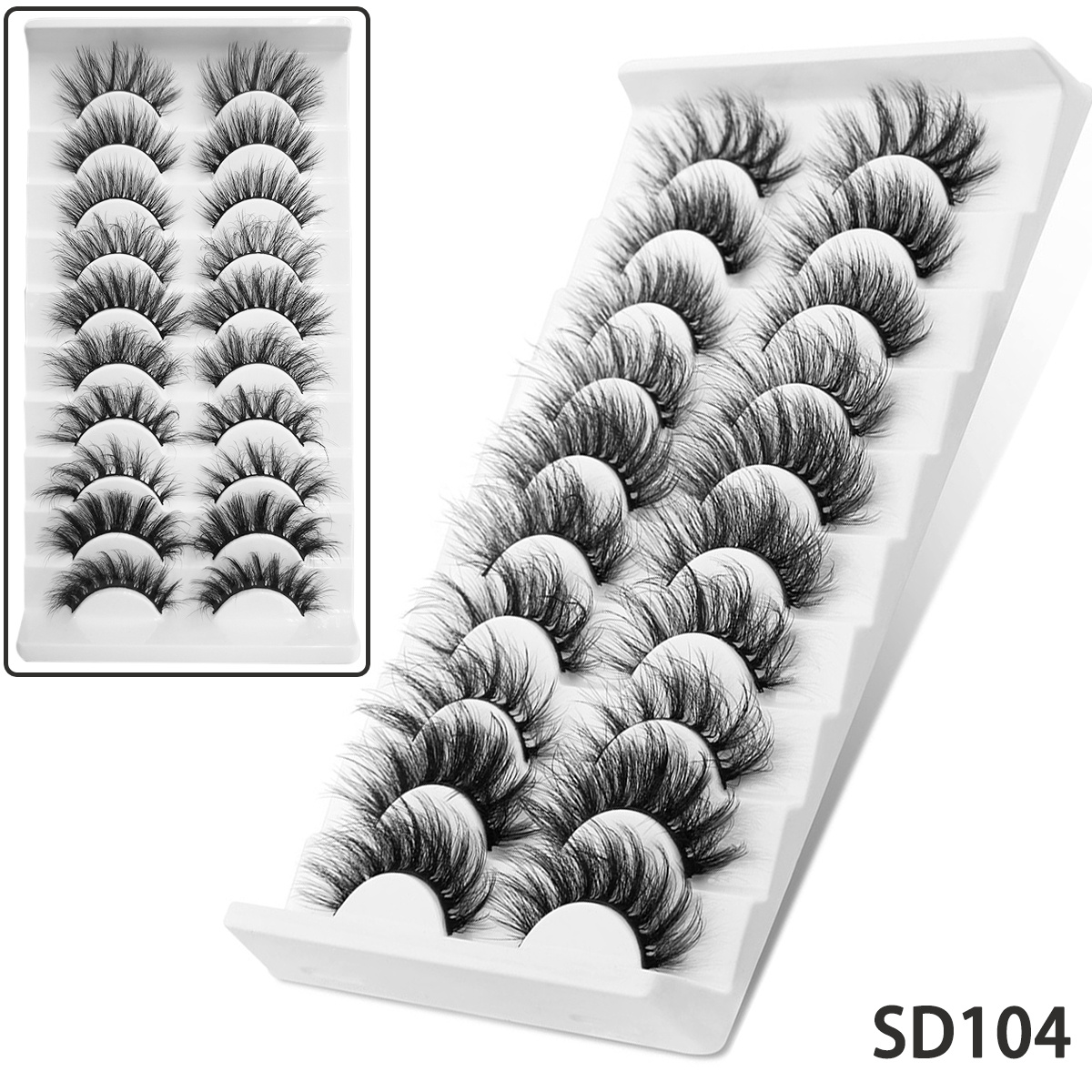 10 Pairs 6D Faux Mink Natural False Eyelashes Fluffy Dramatic Lashes