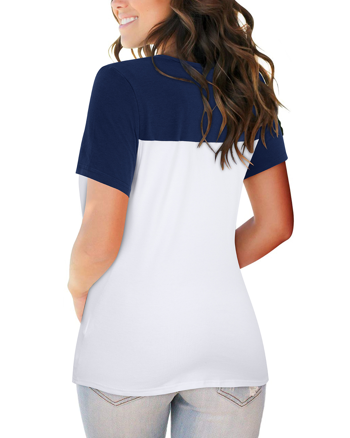Celeste Full Size Ribbed Color Block Short Sleeve T-Shirt