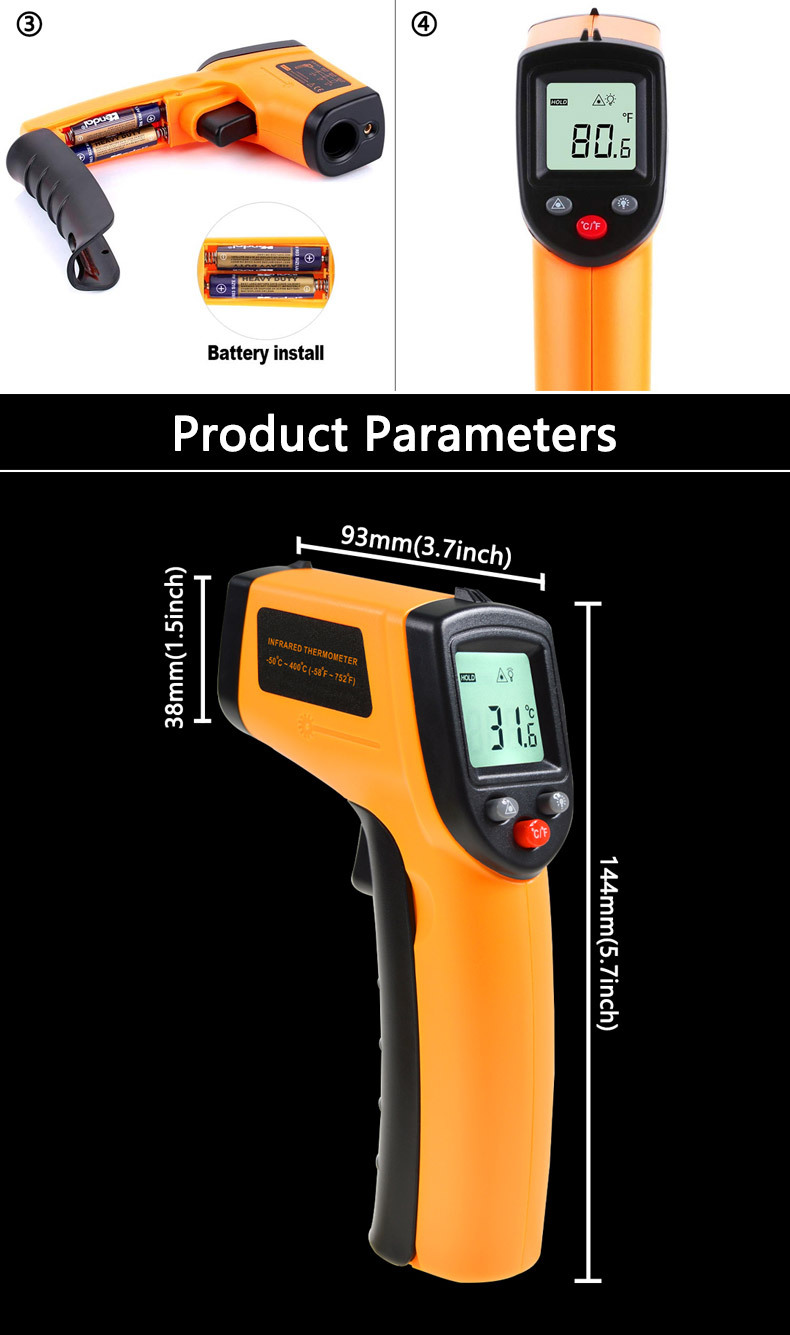 REED FS-200 Food Service Infrared Thermometer, 8:1, 392°F (200°C)