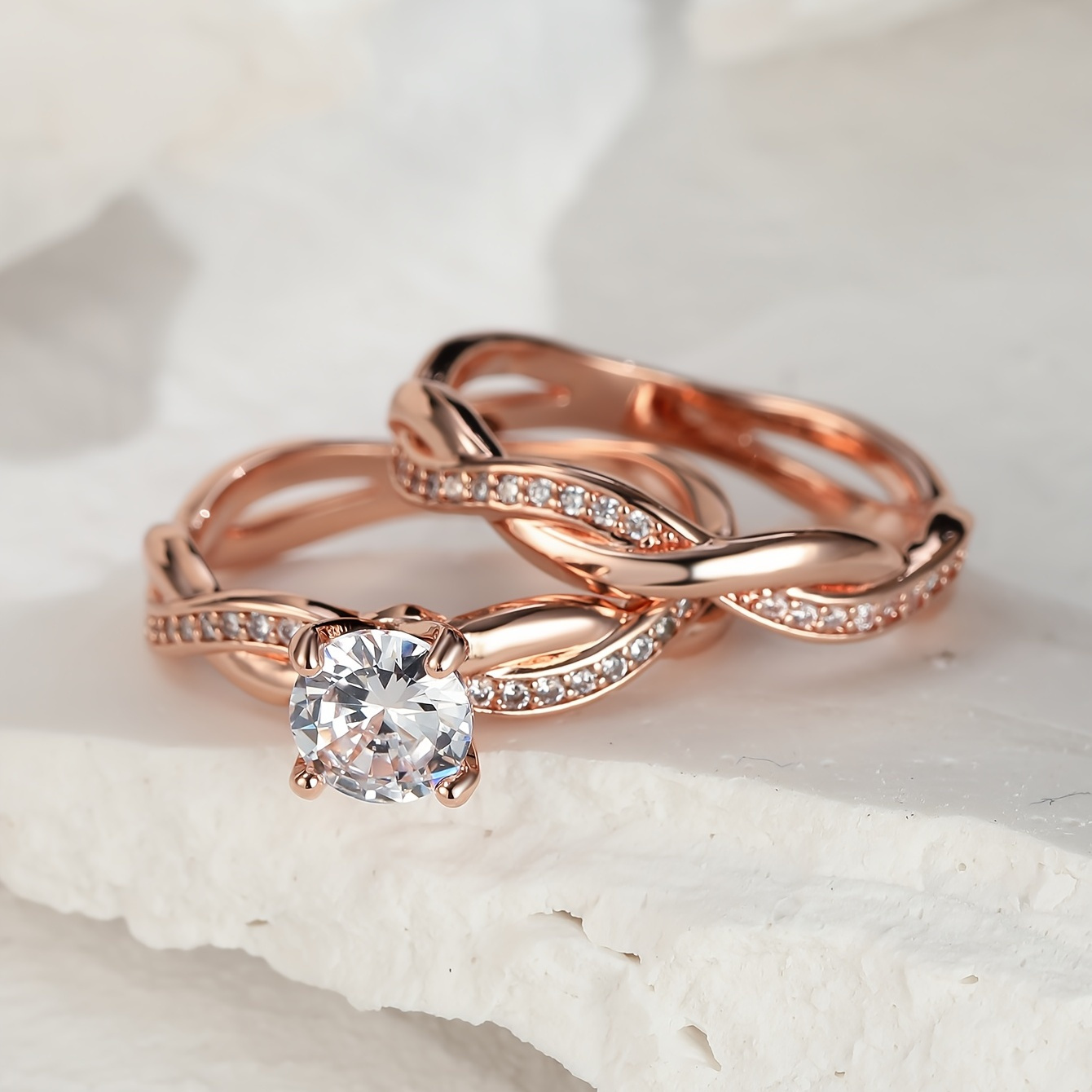 Elegant Women's Fashion Wedding Jewelry Ring Set Romantic - Temu
