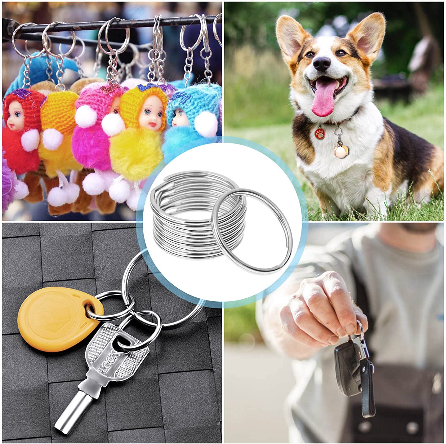 Key Rings Metal Keychain Rings Split Keyrings Flat O Ring for Home