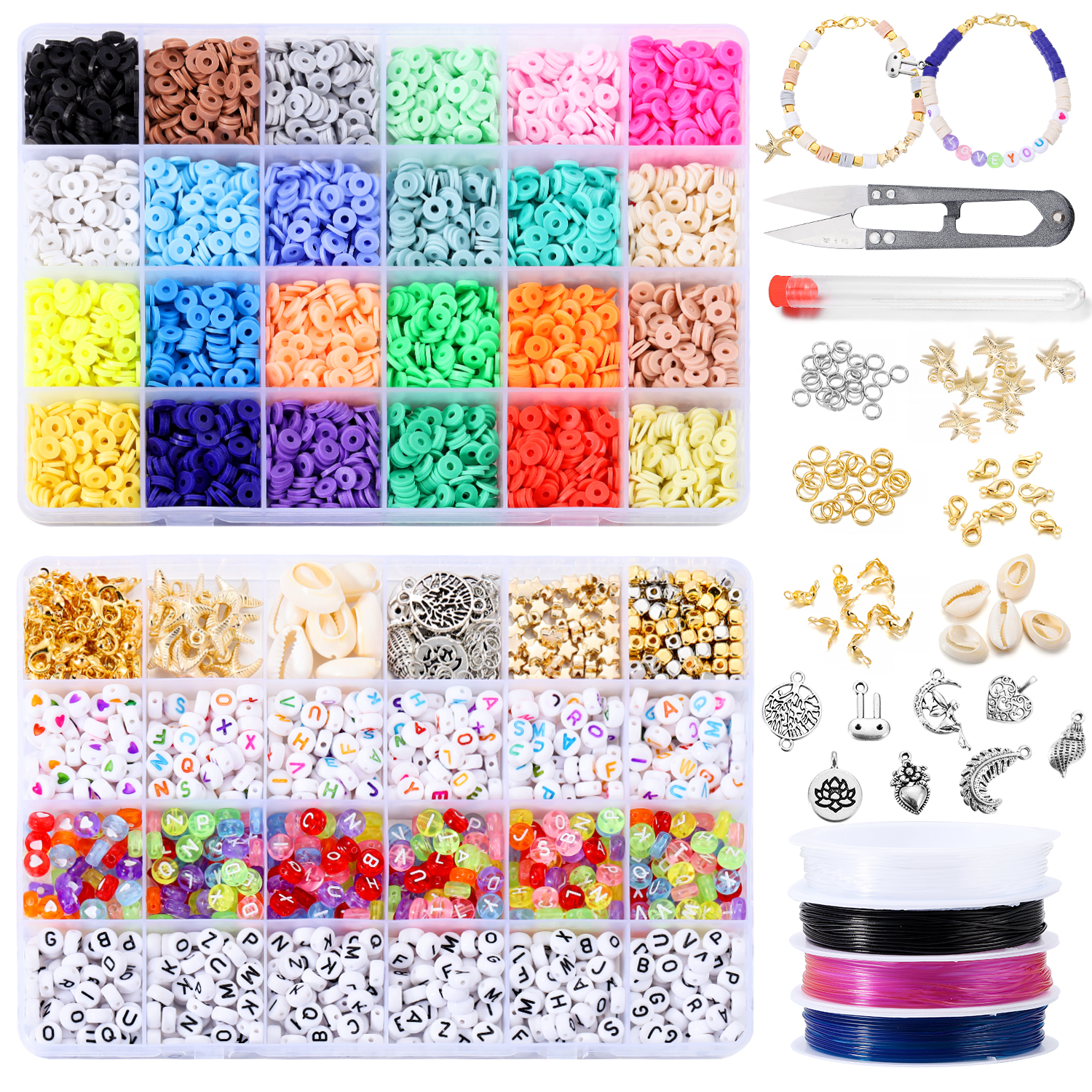  Deinduser Bracelet Making Kit 7200 Pcs Clay Beads for