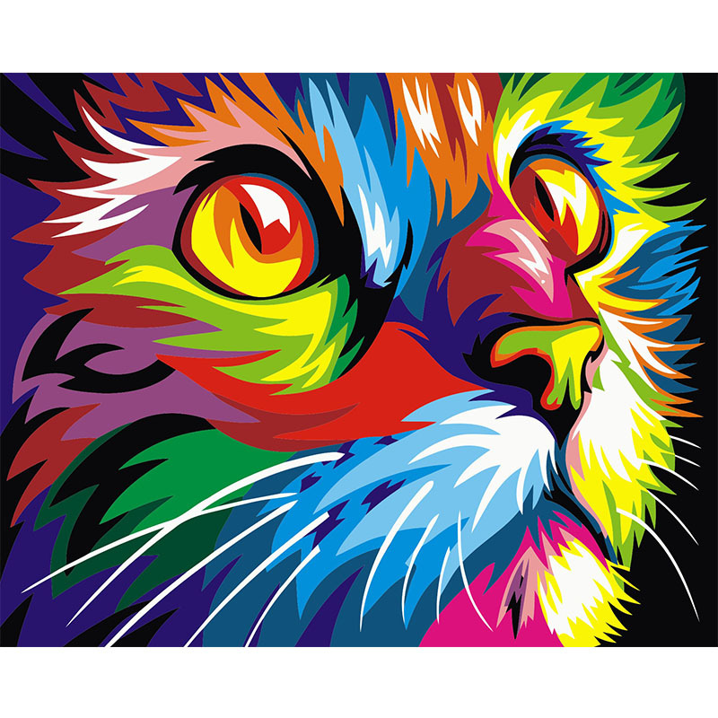 Tinta a óleo DIY por números para adultos e crianças, pinturas de acrílico  com tela para iniciantes e pintores de hobby experientes (gato colorido) :  : Brinquedos e Jogos