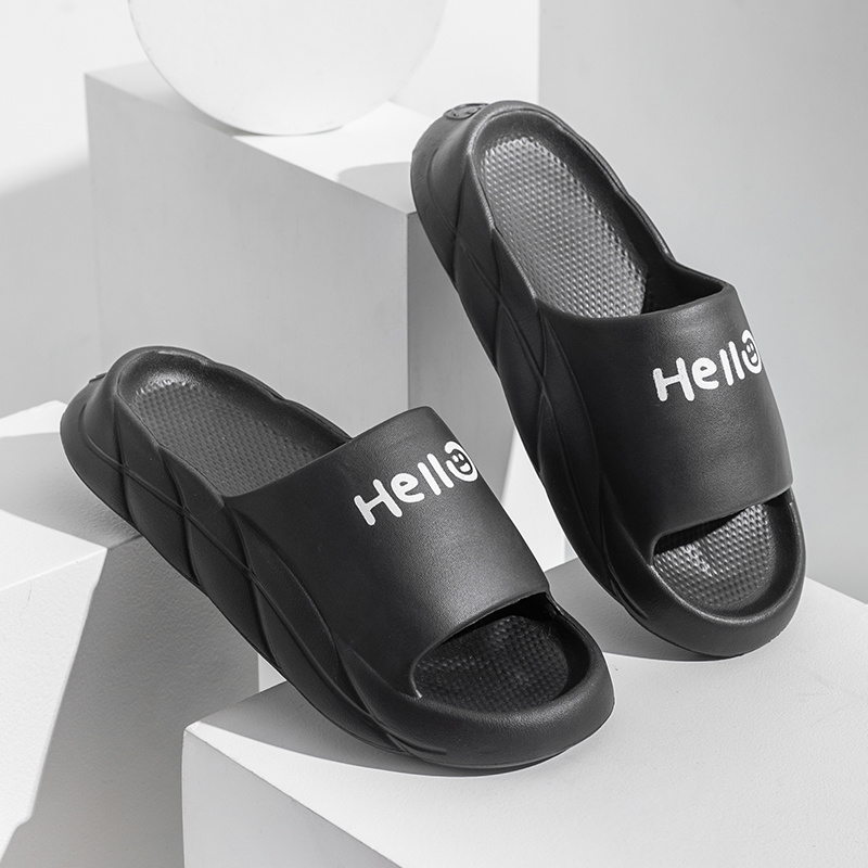 Letter Print Quick Dry Slides Couple Comfort Slippers