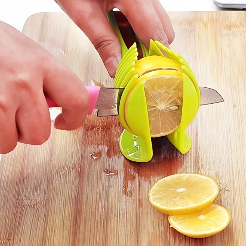 Stainless Steel Tomato Slicer Lemon Cutter Multipurpose Handheld Round  Fruit Tongs Stainless Steel Onion Holder Easy Slicing Kiwi Fruits &  Vegetable