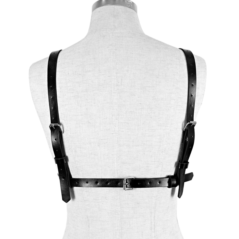 Black Faux Leather Harness Belt Sexy Women Chest Harness Suspenders ...