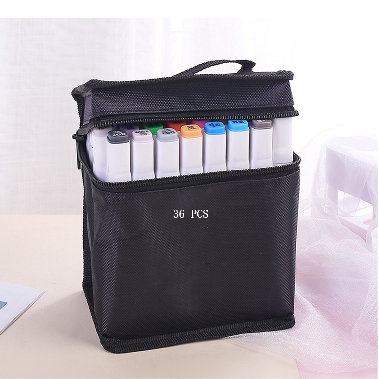 60 Colors Dual Tips Marker Pen Set with Zipper Carrying Bag, 1