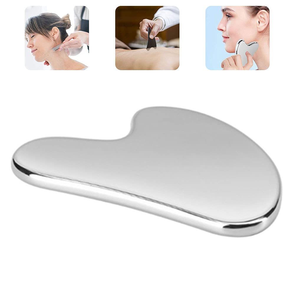 1pc Stainless Steel Scraper, 3.4"*2.2", Facial Massage Gua Sha Tool For Face Lift, Anti-Aging, Skin Tightening, Cooling Contour, Reducing Puffiness