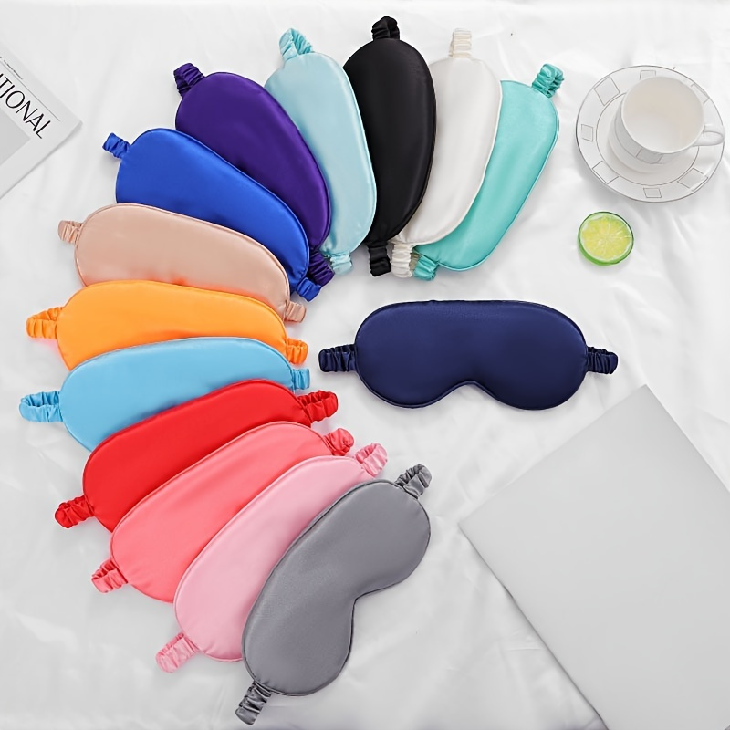 Double-Sided Silk-Like Sleeping Eye Mask Blindfold Solid Portable Rest  Eye Shade Cover Soft Pad