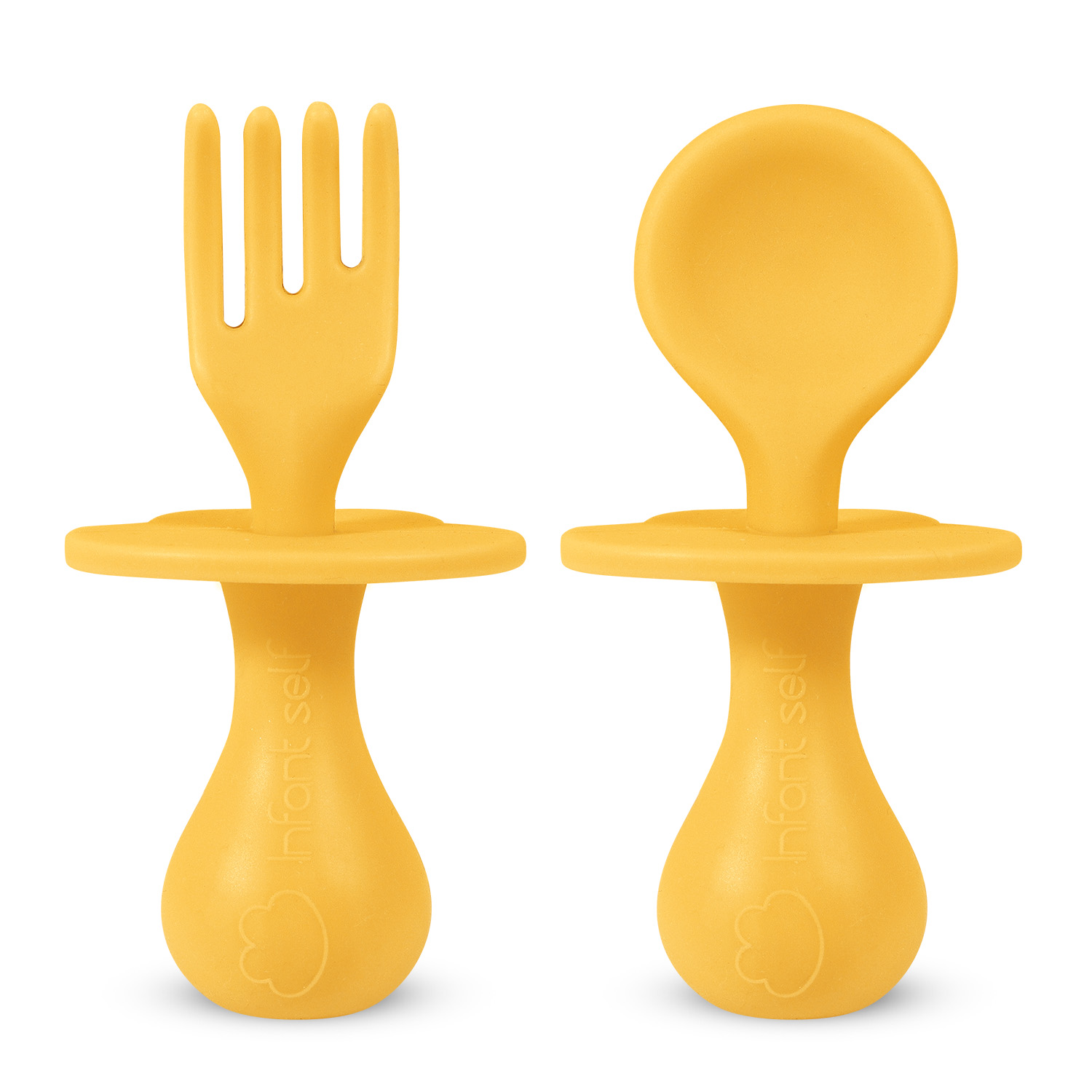 Infant Self Baby and Toddler Self-Feeding Utensils Spoon and Fork Set  Yellow