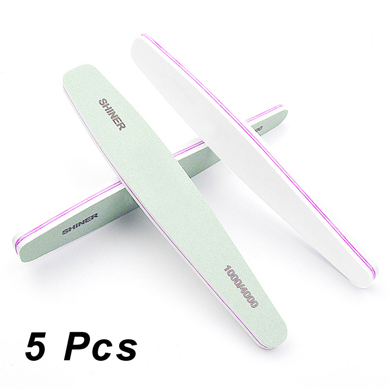 5pcs/lot Nail Files Buffer 1000/4000 Grit Gel Polish Nail Tips Shiny Buffing Sanding Nail Care Tools With Individual Package