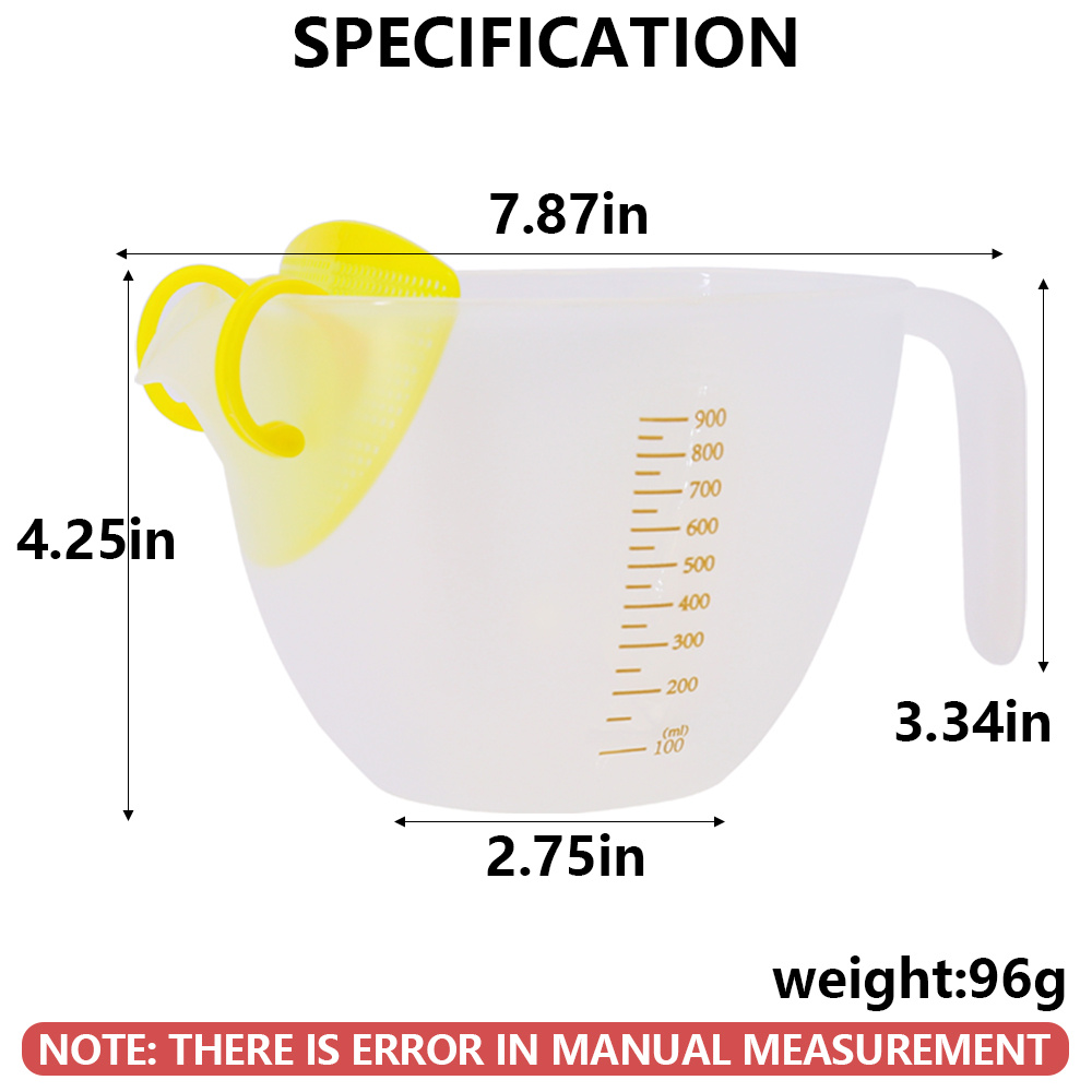 Egg Liquid Measuring Bowl Filter Measuring Cups, Liquid Measuring Cups, Egg  Filter, Large Capacity Transparent Stirring Egg Strainer Bowl With  Ergonomic Handle, Kitchen Supplies - Temu United Arab Emirates