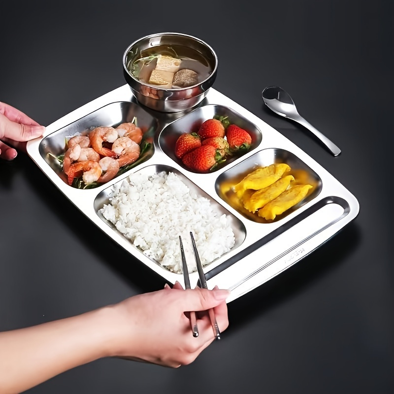 Stainless Steel Porter Plate, Kitchen Food Portion Box With Lid, Canteen  Vegetable Platter - Temu