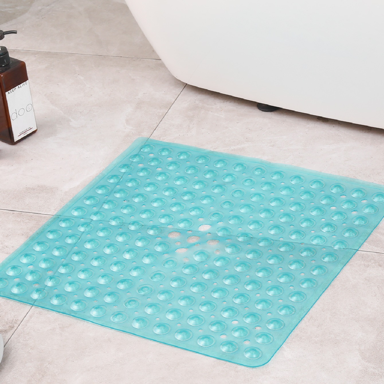 Bathroom Mat Bathroom Floor Mat 10PCS Suction Cup Floor Mats Anti Slip  Plastic Mosaic Bath Mat for Kitchen Bathroom(Pink)