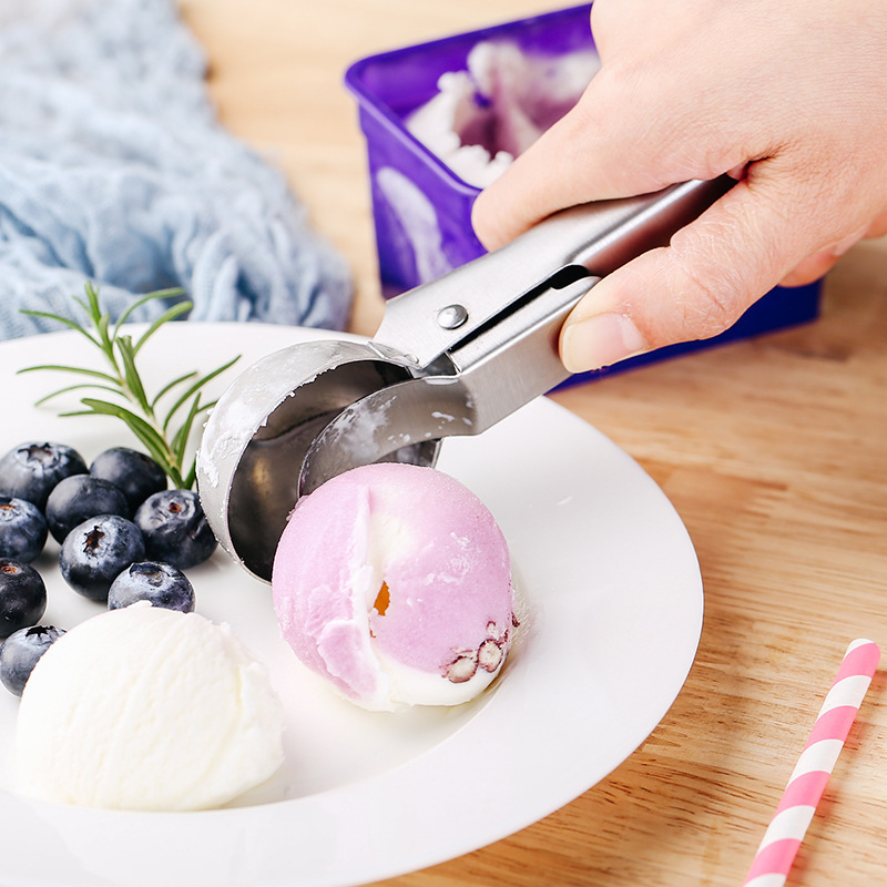 1pc Stainless Steel Ice Cream Scoop, Ice Cream Scoop With Trigger, Fruit  Spoon, Soup Ladle