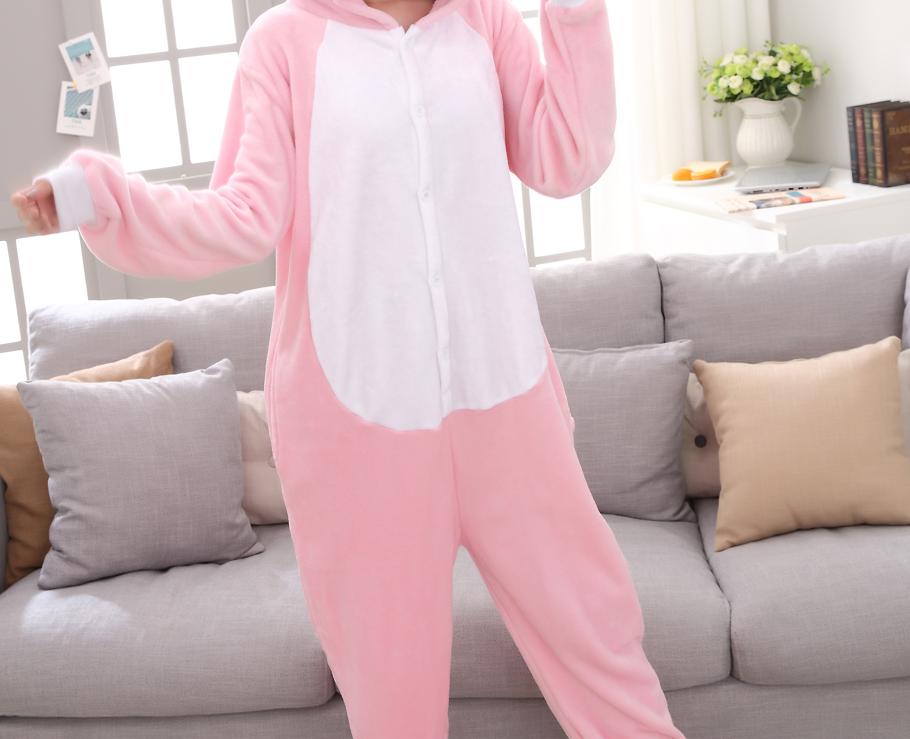 One Piece Men s Rabbit Zodiac Fleece Hooded Pajamas Warm Temu