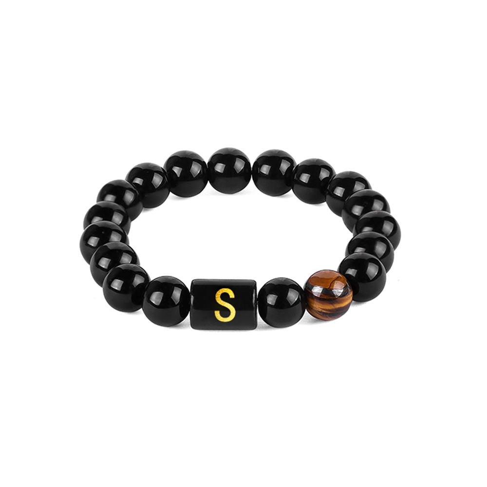  Black Initial Bracelet for Women Men Initial S Charm