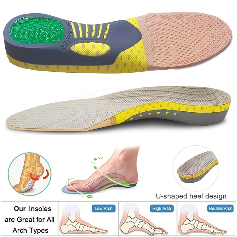 1pair Orthopedic Insoles for Flat Feet - Eva TPE Arch Support Inserts for Foot Care and Correction