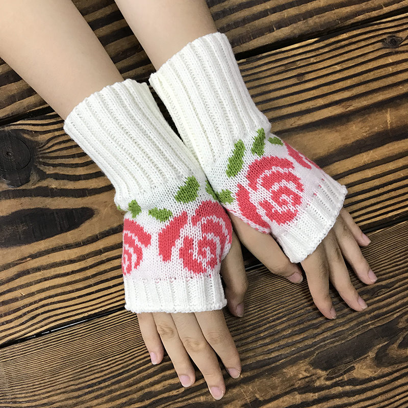 Adult White Fingerless Gloves