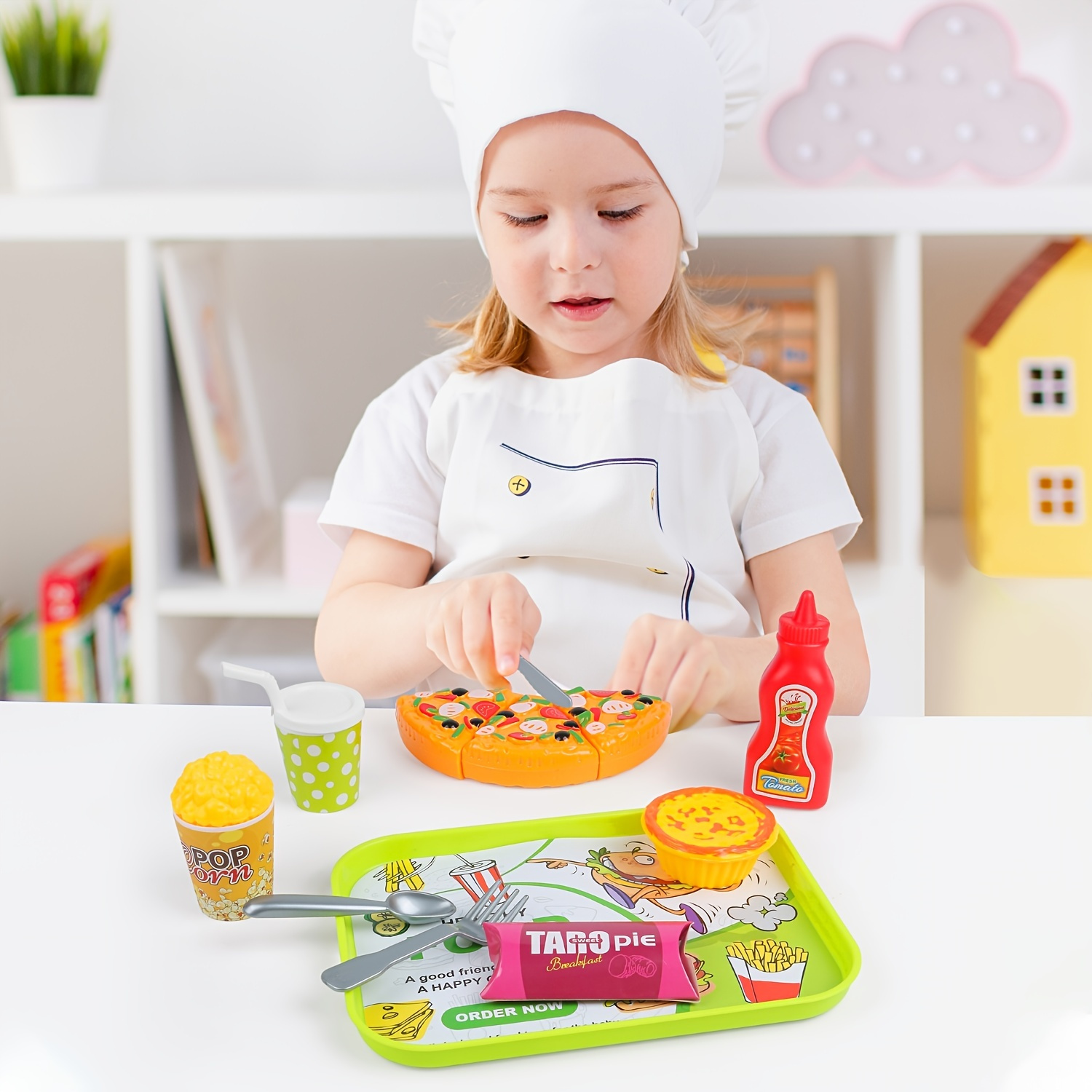 Tuseang Casa Play Fast Food Set, Brinquedo De Cozinha Infantil Jogo De  Comida Acessórios De Cozinha Brinquedo De Comida E Hambúrguer E  Cachorro-quente De Plástico, Adequado Para Jogos De Vestir, Presentes De