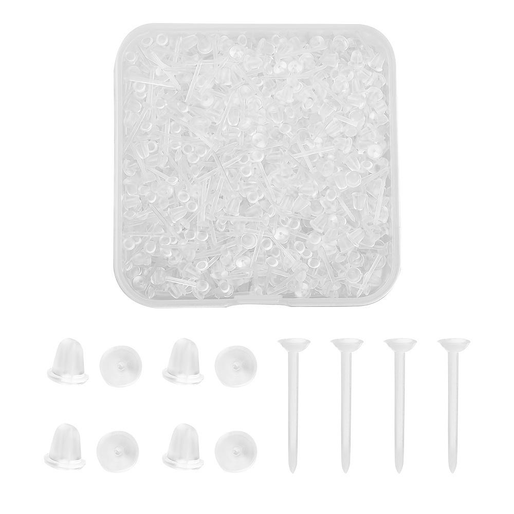 300pcs 4mm Soft Silicone Earring Backs - Clear Plastic Rubber Earring  Backings For DIY Crafting Jewelry Making Supplies