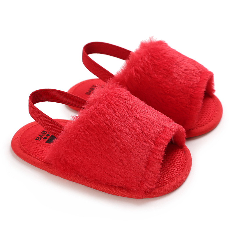 Infant Baby Girls Fleece Sandals Solid Anti Slip Crib Shoes With ...