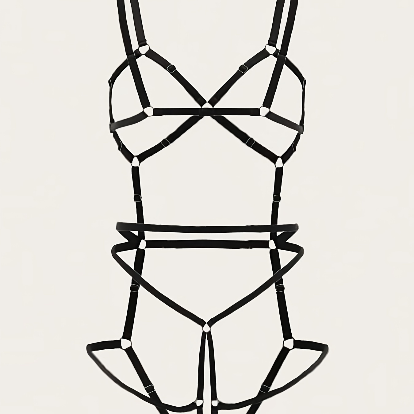 Sexy Strapped Bodysuit See Through One Piece Bodysuit With Garter