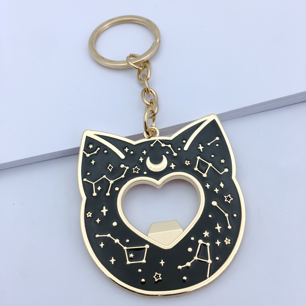 

Creative Cute Black Cat Bottle Opener Keychain Keychain Fashion Cute Cartoon Bag Key Chain Ornament Bag Purse Charm Accessories