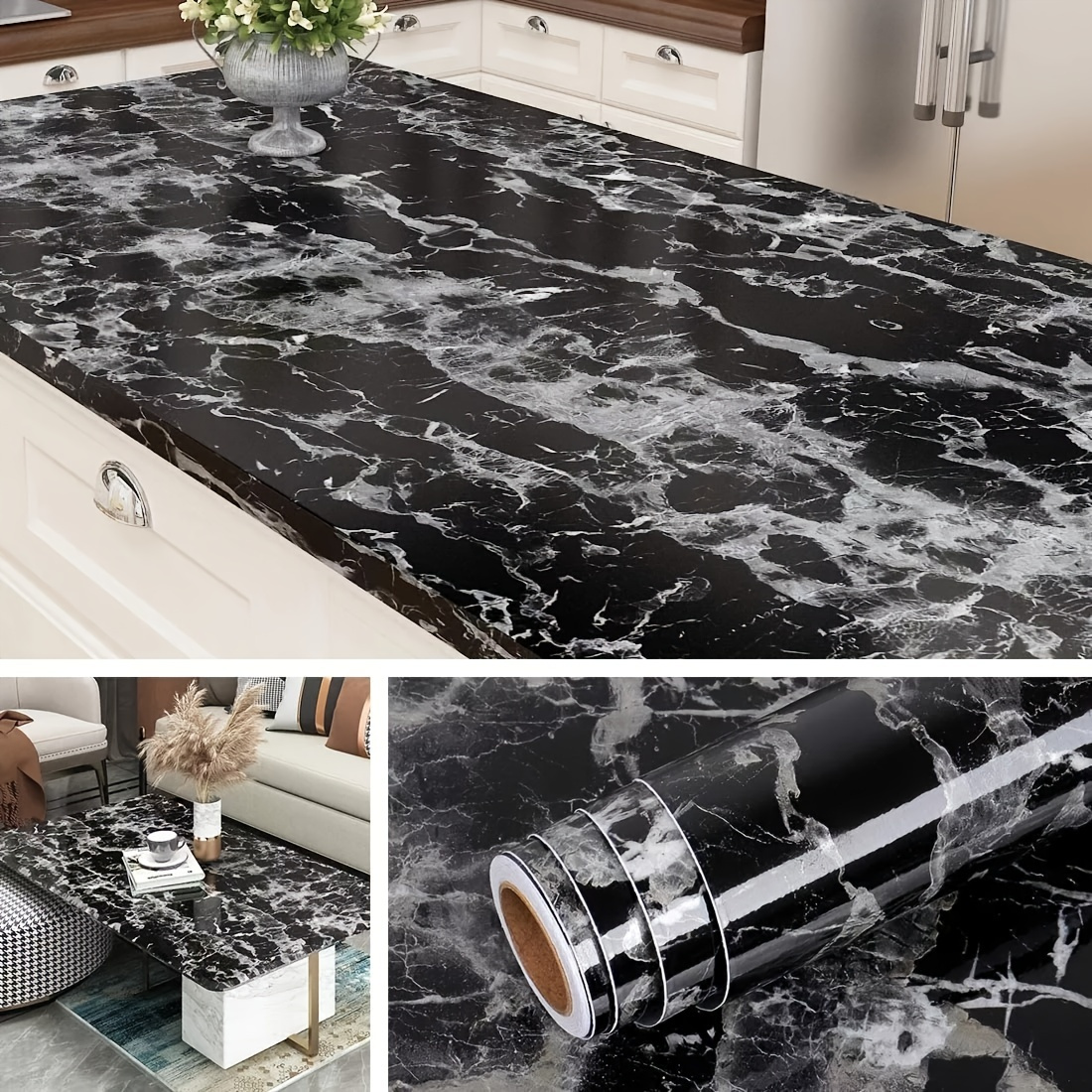 Transform Your Home with Waterproof Marble Wallpaper Sticker - High Temperature Resistant!