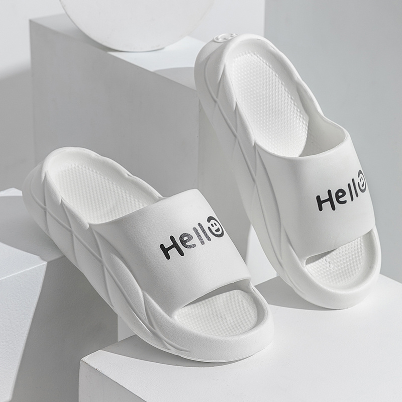 Letter Print Quick Dry Slides Couple Comfort Slippers