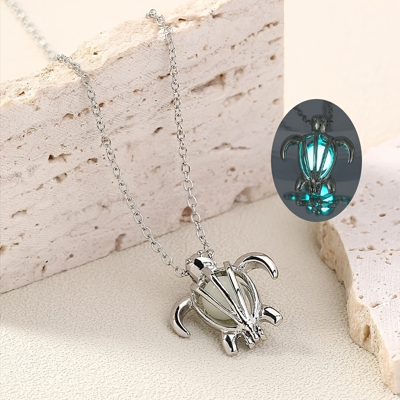 Cute Little Turtle Luminous Alloy Pendant Necklace - Temu