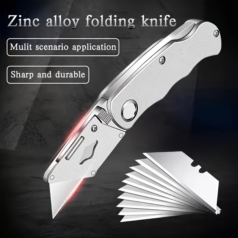 DIYSELF 2 Pack Utility Knife, Heavy Duty Box Cutter Retractable Knife,  Aluminum Alloy & Rubber Handle, Razor Knife Carpet Cutter, Box Opener for