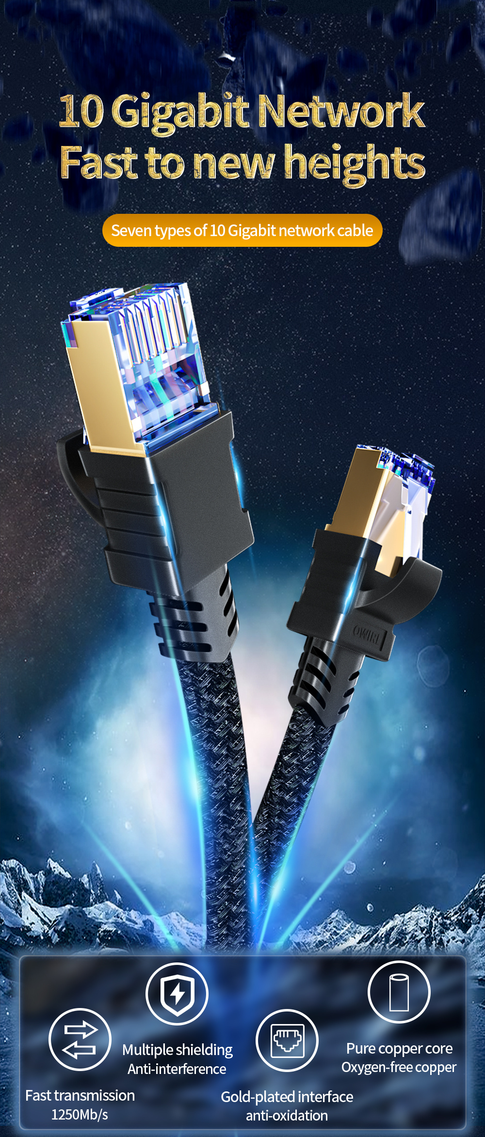 Class Seven Network Wire Household Gigabit Cat7 Flat Shielded Router Wire E Sports Jumper