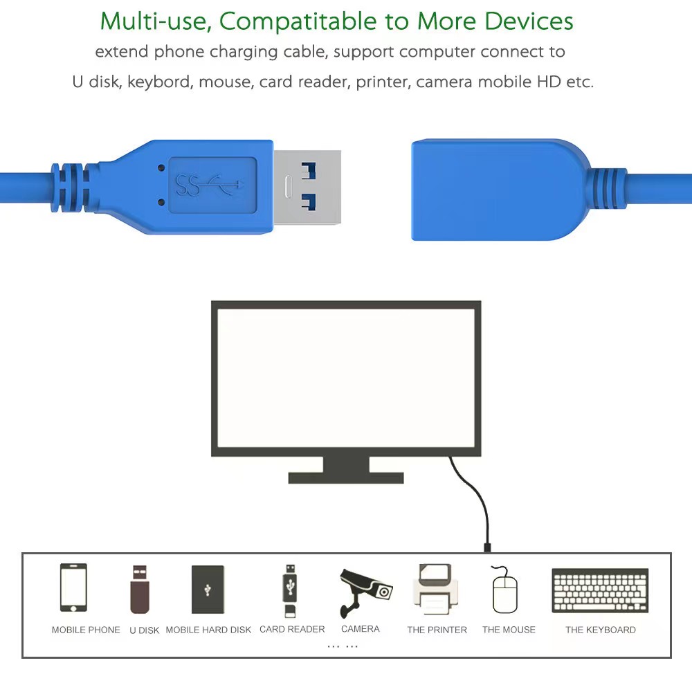 5gbps Data Transfer Usb To Usb Extender Cable Perfect For Keyboard