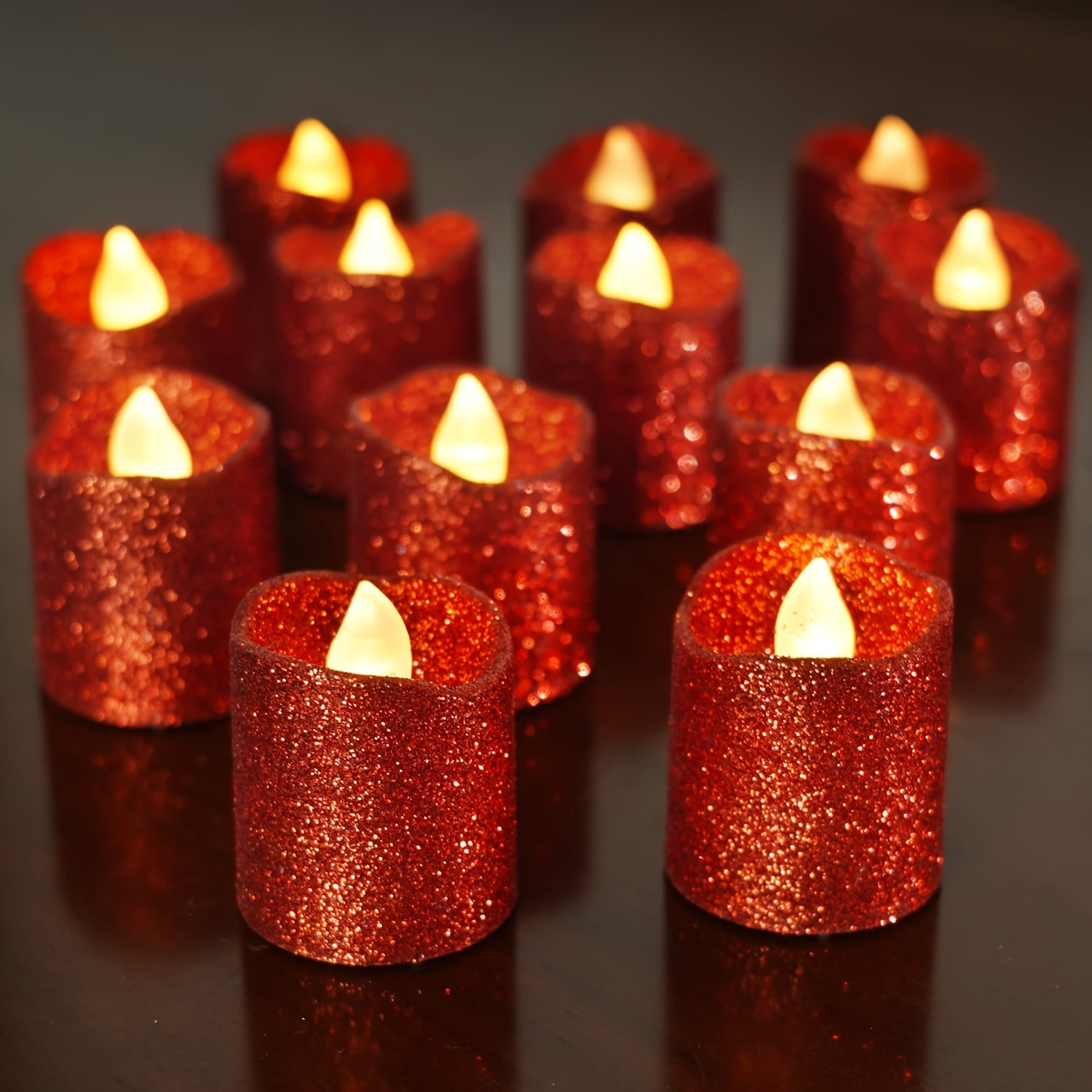 Buy 12 Pack Red Heart Shaped Tea Light Candles at Tablecloth Factory