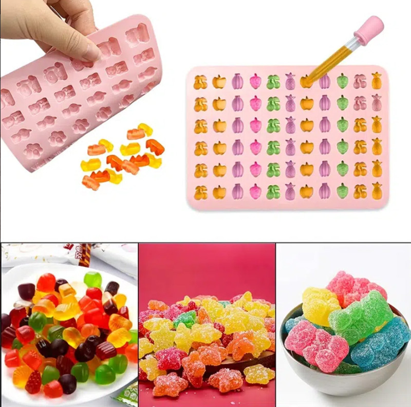 Silicone Gummy Bear Mold Chocolate Dessert Mould with Dropper DIY Mini  Bears Fondant Candy Cake Decoration Kitchen Baking Tools - AliExpress