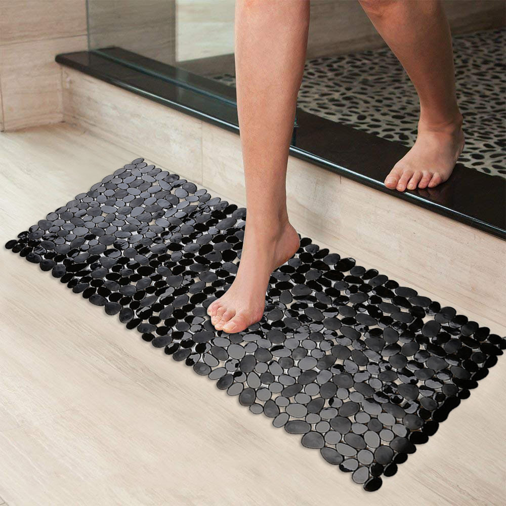 TreeBud Pebble Bathtub Mat, 35 x 16 Inches Non Slip Bath Mat for Shower Tub  with Drain Holes and Suction Cups, Machine Washable Bathroom Mats (Brown)