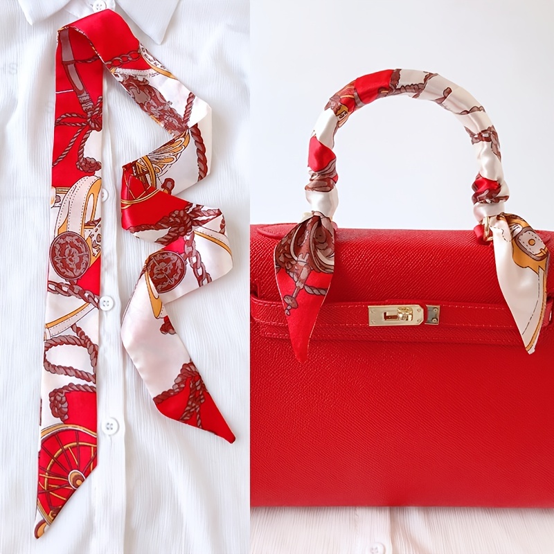 Gudessly Bag Handbag Handle Ribbon Scarf for Package Band Hair Head Neck Neckerchief Silk Scarf Bracele Oil and Ink Painting