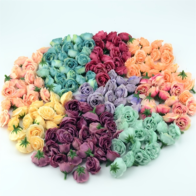 500Pcs 1.37in Mini Roses For Crafts Flowers Artificial With Small