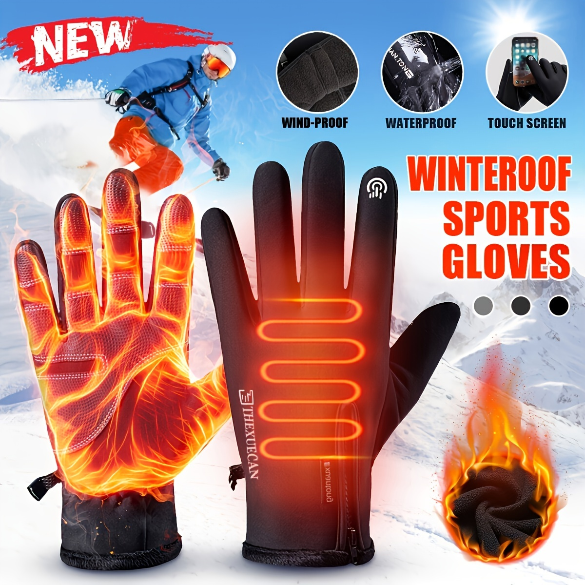 Men's Winter Gloves,Waterproof WARM Touchscreen Usable Windproof Thermal Gloves For Winter Snow Cold Weather